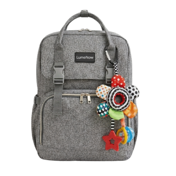 LumeNow Grey Multi-Pocket Baby Diaper Backpack