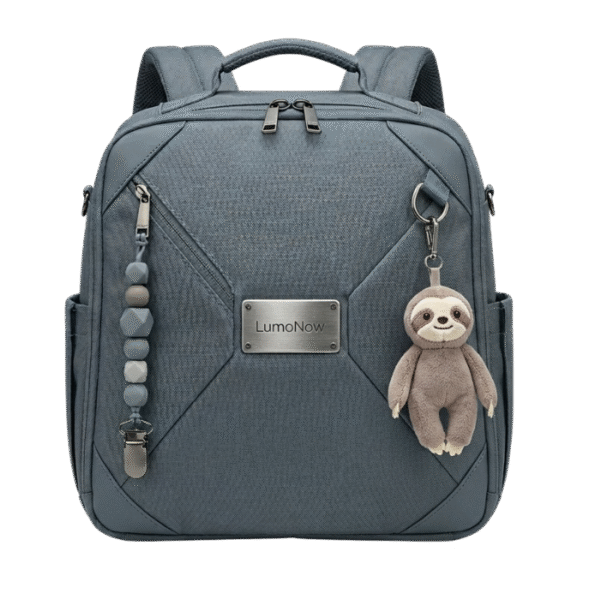 LumeNow Sleek Slate Grey Travel Bag with Sloth Plush Toy