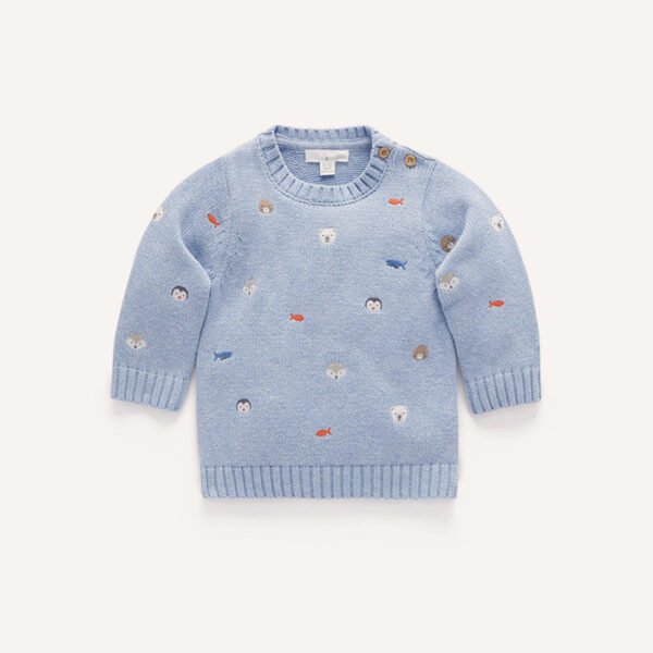 LumeNow Snowy Embroidered Kids Cozy Winter Jumper